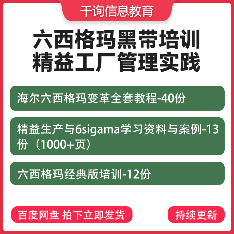 六西格玛6sigma经典跨国企业培训教程黑带海尔精益生产管理实践