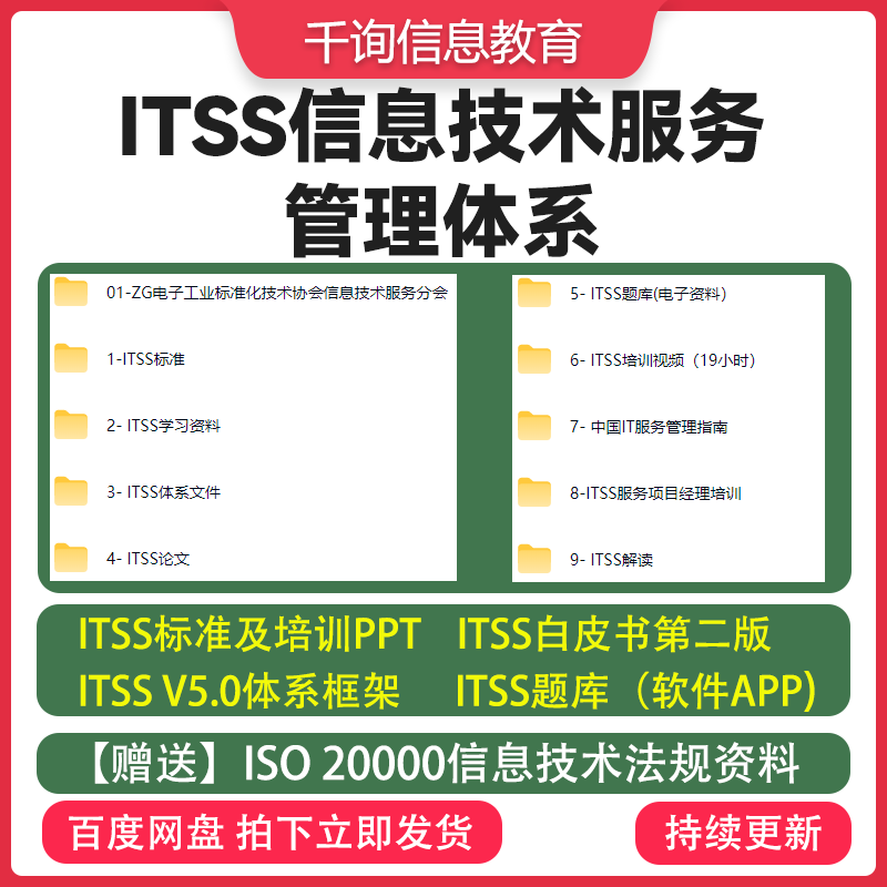 ITSS信息技术服务体系标准视频培训文件资料法规项目经理考试题库