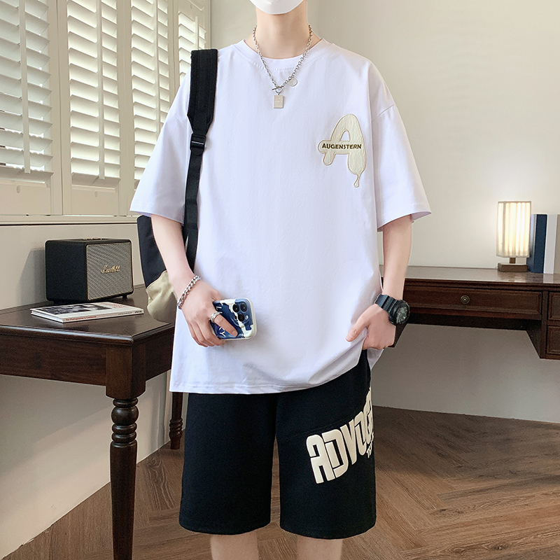 青少年夏季短袖短裤运动套装男孩初中学生半袖t恤男帅气大童夏装