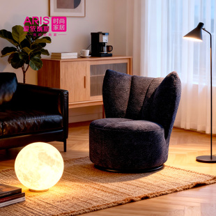 中古风客厅单人沙发椅阳台旋转沙发椅卧室休闲椅海豚单椅2025新款