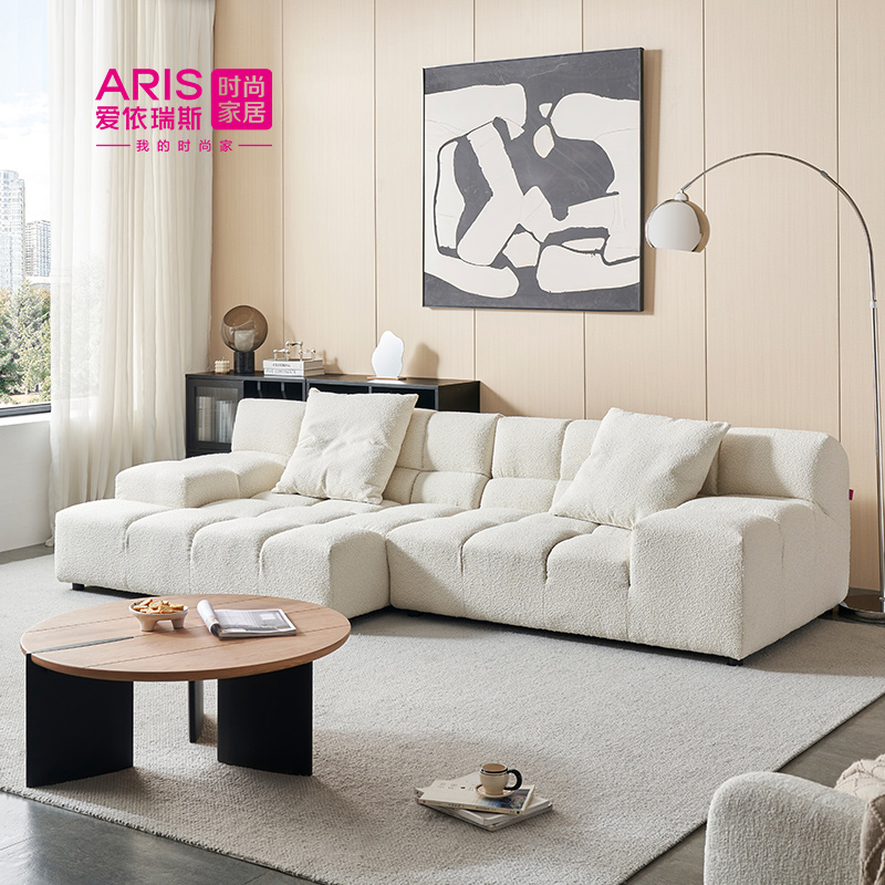 现代简约客厅布艺沙发大户型豆腐块组合沙发雪尼尔绒泡芙沙发116