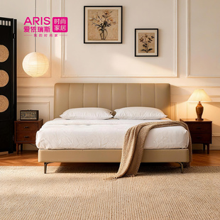 真皮小户型薄床头皮床卧室高脚床主卧双人软包真皮1.8米床wxc-31