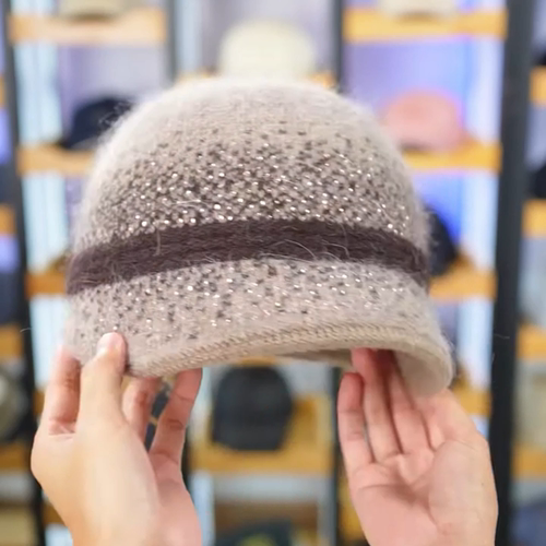 帽子女2025新款爆款洋气中老年秋冬加绒针织帽妈妈奶奶保暖盆帽棉