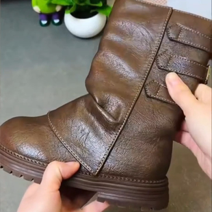 鞋子女款爆款2025新款女童马丁靴秋冬中大童英伦洋气软底长筒皮靴