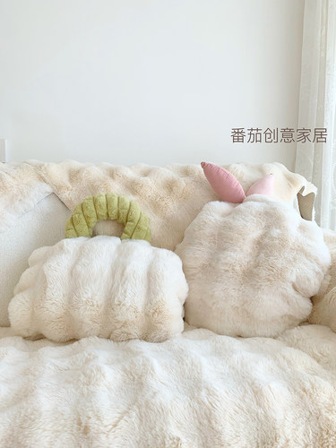 兔毛绒抱枕被二合一撸猫感