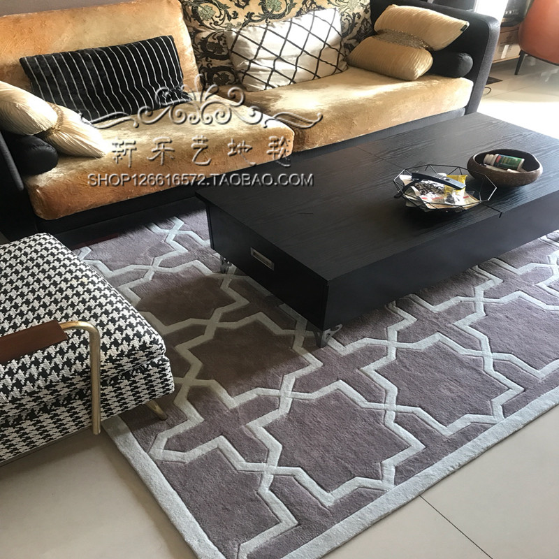欧式美式中式样板间地毯客厅茶几书房卧室床尾手工腈纶地毯定制
