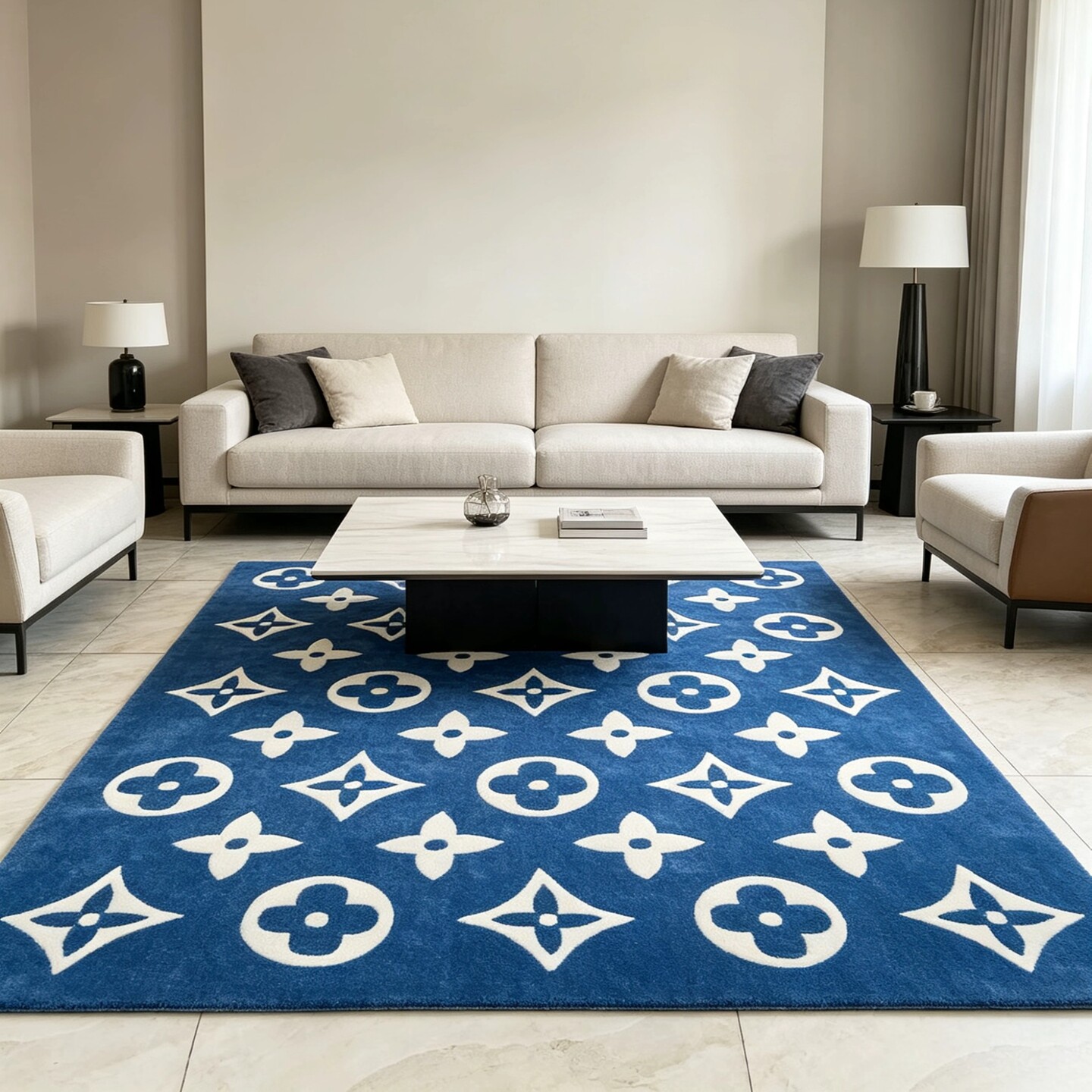 简约现代地毯卧室客厅茶几手工蓝色大牌网红手工定制卧室满铺民宿