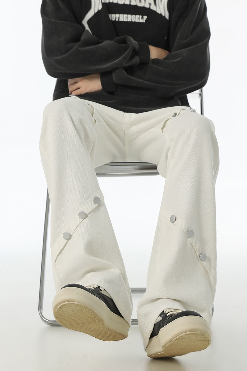 美式高街设计感黑色阔腿牛仔裤男宽松喇叭裤直筒裤G9118-P65，男装牛仔裤，星座814-1（原电商B253-1）