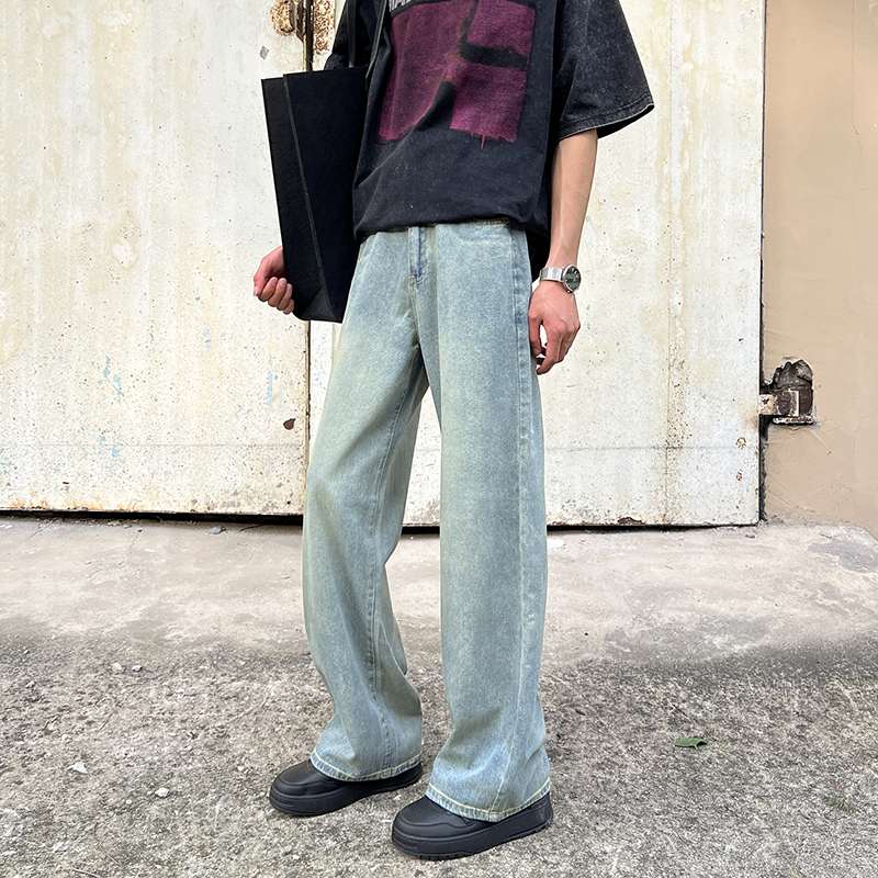 2025夏季薄款水洗复古宽松牛仔裤高街百搭痞帅直筒裤G9562-P58，男装牛仔裤，星座814-1（原电商B253-1）