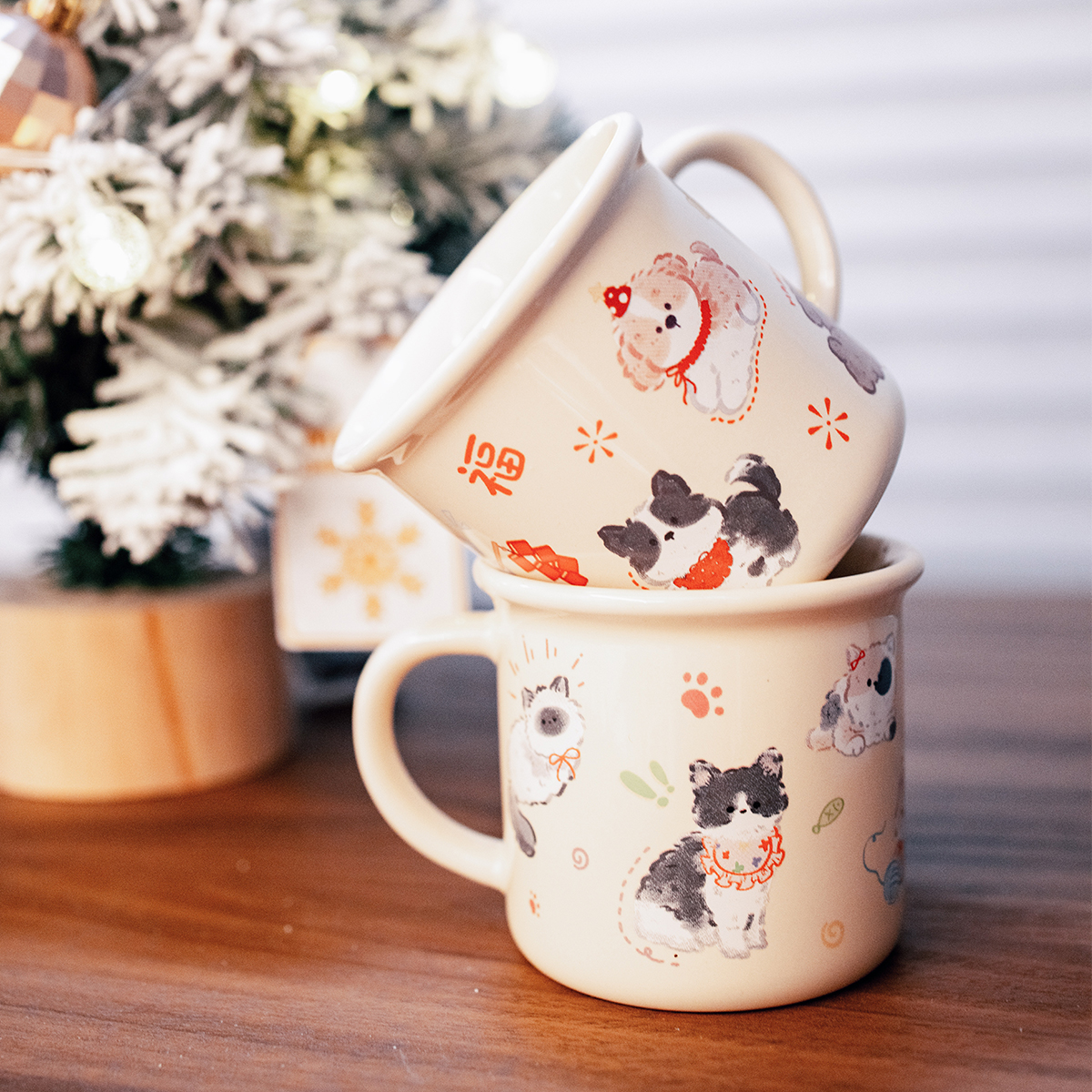 半宅可爱奶油情侣马克杯咖啡水杯