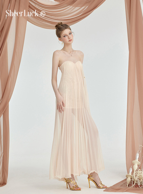 Sheer Luck Thea 抹胸网纱连衣裙女夏季新款性感露背高级感长裙