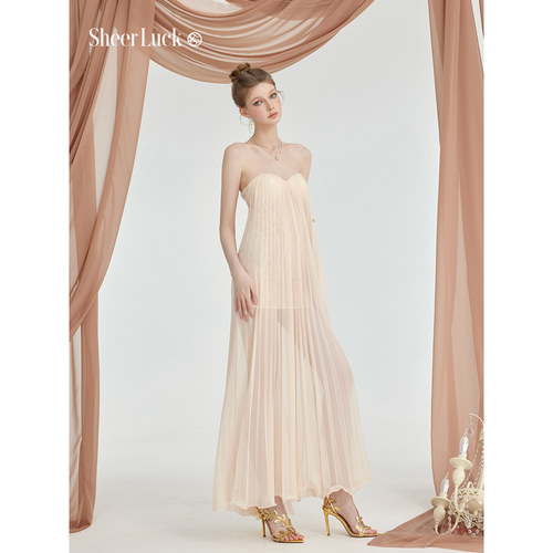 徐如蓝同款抹胸网纱连衣裙