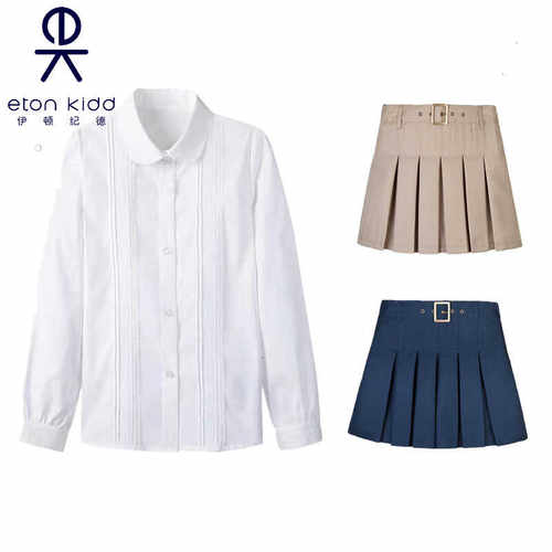 校服伊顿纪德蕾丝边长袖白衬衫