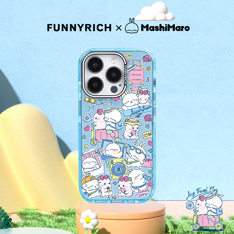 FUNNYRICH x 流氓兔联名 旅行日记适用iPhone15ProMax手机壳苹果14新款磁吸保护套透明女13设计感防摔卡通ins