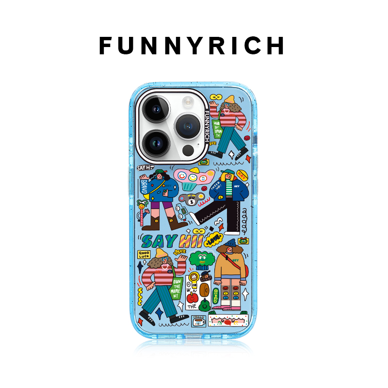 FUNNYRICH Hi老朋友适用iPhone15ProMax手机壳苹果14新款磁吸保护套透明女款13个性12plus防摔高级感卡通文艺 3C数码配件 手机保护套/壳 原图主图