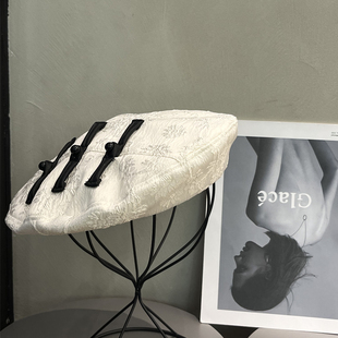 贝雷帽女复古显脸小文艺画家帽潮 小众设计师款 2023新款 帽子新中式