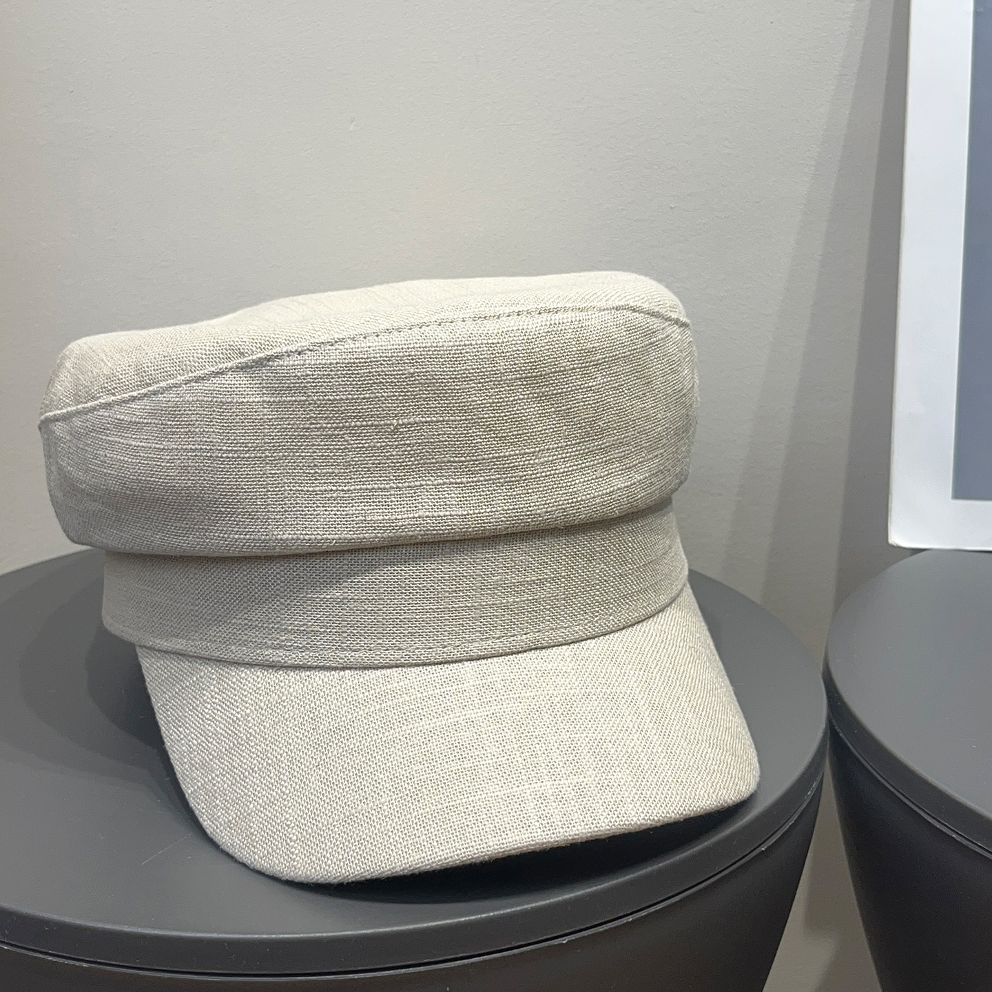 版型超正！复古亚麻平顶帽女春夏百搭防晒透气显脸小文艺画家帽子