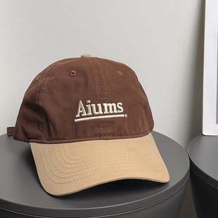 大头围韩版 复古刺绣棒球帽女休闲拼接百搭宽檐显脸小鸭舌帽子男潮