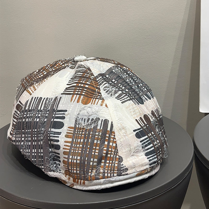 复古做旧破洞涂鸦前进帽女春夏百搭个性街头文艺贝雷帽子显脸小潮