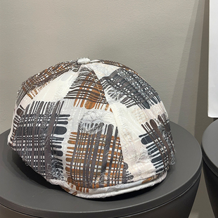 复古做旧破洞涂鸦前进帽女春夏百搭个性 街头文艺贝雷帽子显脸小潮