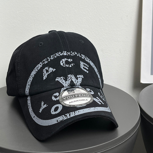 大头围美式 复古全棉棒球帽女春夏加深时髦防晒显脸小鸭舌帽子男潮