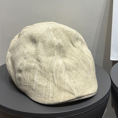 2025新款复古前进帽女春夏棉麻透气防晒休闲显脸小大头围贝雷帽子