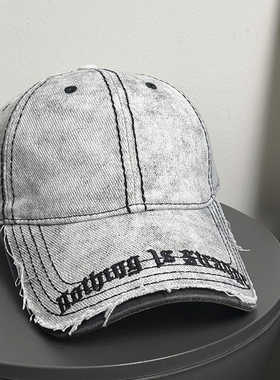 大头围复古做旧脏脏棒球帽女百搭磨毛宽檐显脸小防晒鸭舌帽子男潮