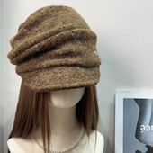 复古英伦风毛呢褶皱贝雷帽女2025秋冬新款 百搭保暖显脸小画家帽子