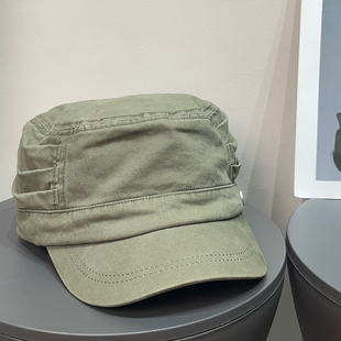 秋季 古早日系褶皱水洗平顶帽女复古百搭休闲宽檐显脸小报童帽子潮