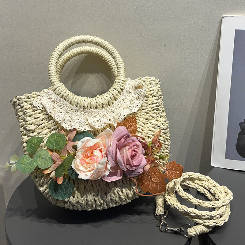 洛丽塔森系可爱编织包女春夏百搭休闲单肩包手提包大容量托特包潮