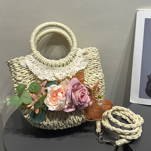 洛丽塔森系可爱编织包女春夏百搭休闲单肩包手提包大容量托特包潮