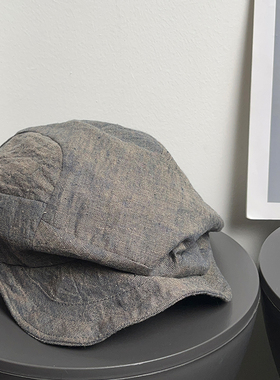 大头围复古褶皱日系贝雷帽女2025春新款百搭方圆脸显脸小画家帽子