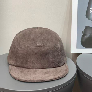 日系复古麂皮绒户外平檐鸭舌帽女25秋冬新款 百搭显脸小棒球帽子潮