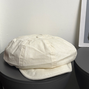 大头围全棉八角帽女春夏百搭文艺画家报童帽子显脸小云朵贝雷帽潮