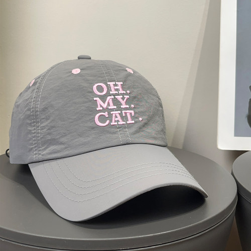OH，My Cat速干刺绣棒球帽女夏季轻薄遮阳百搭显脸小鸭舌帽子潮