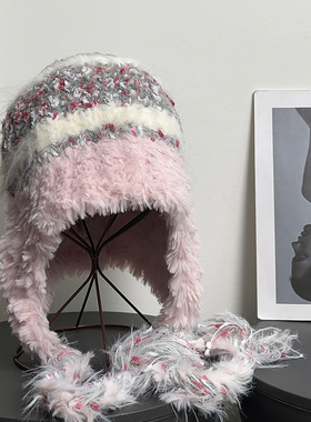 复古阿勒泰民族风条纹针织毛线帽女秋冬草原防寒保暖套头雷锋帽子