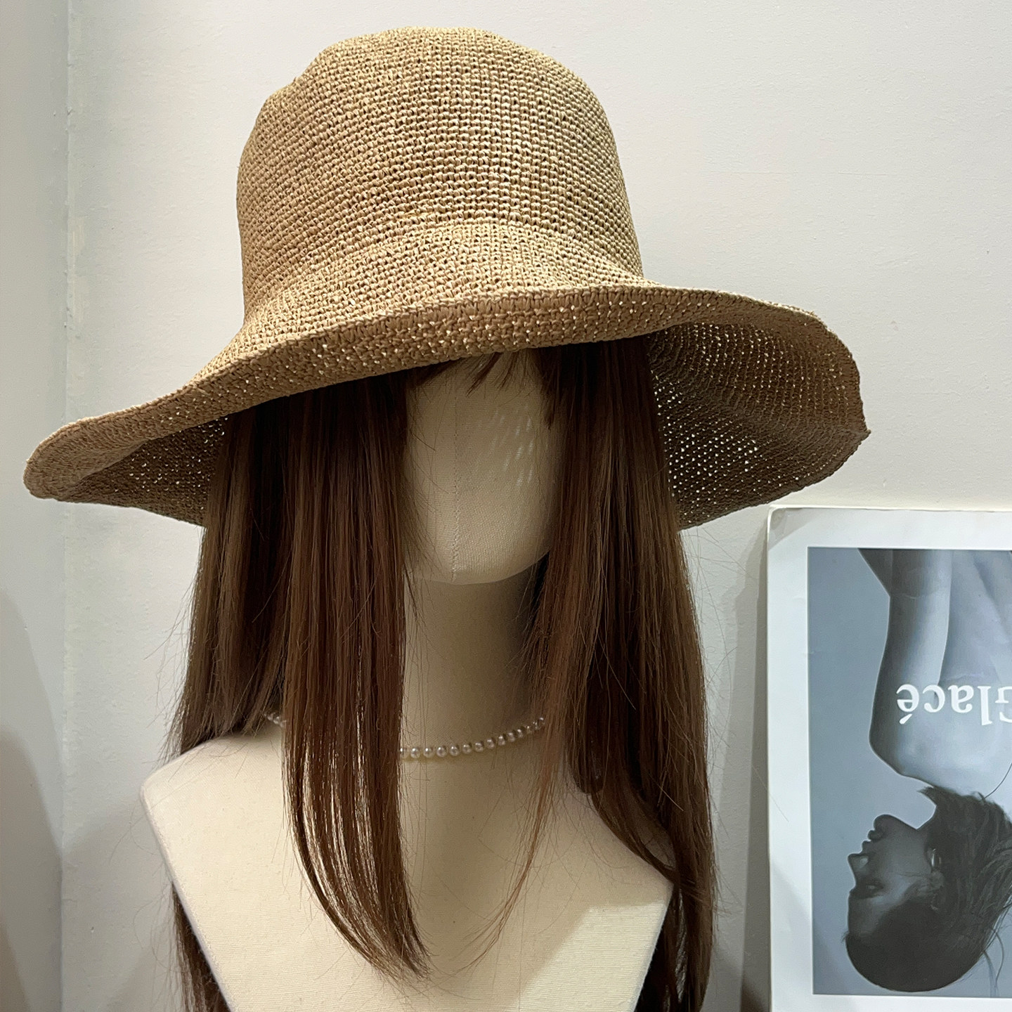 大檐高品质硬细草编遮阳帽女春夏季出游百搭显脸小防晒渔夫帽子潮