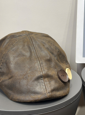 日系复古擦皮纽扣前进帽女秋冬百搭显脸小文艺气质百搭贝雷帽子潮