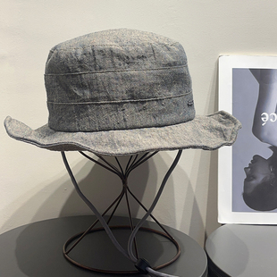 日系复古亚麻防晒渔夫帽子女春夏户外遮阳帽百搭显脸小登山帽男潮