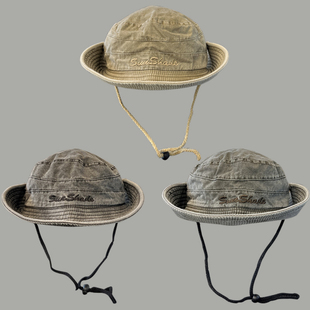 y2k水洗牛仔帽子女夏季 复古抽绳渔夫帽户外遮阳登山钓鱼防晒帽男