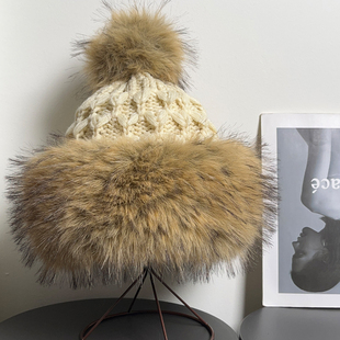 复古优雅千金仿皮草毛绒公主帽女秋冬草原保暖防风显脸小毛线帽子