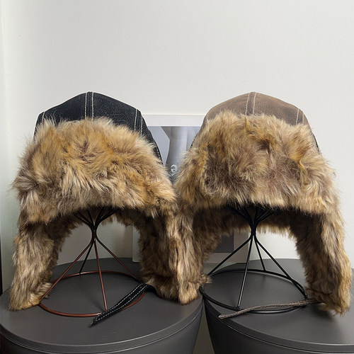 秋冬复古阿勒泰仿皮草毛绒雷锋帽女户外防风保暖东北防寒帽子男潮