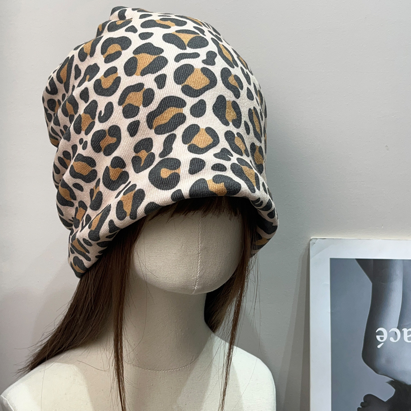 美式复古豹纹辣妹包头帽女秋y2k嘻哈潮流时髦冷帽显脸小堆堆帽子