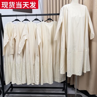 le rouge周美美 素然空寂自然白胚大量感拼接长款棉麻连衣裙