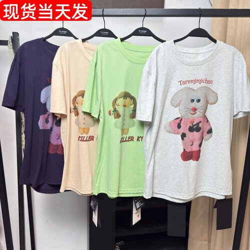 玩偶短袖T慵懒风印花宽松半袖