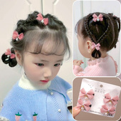 秋冬儿童发夹珍珠蝴蝶结网红2021年新款 编发女童发卡发饰宝宝头饰