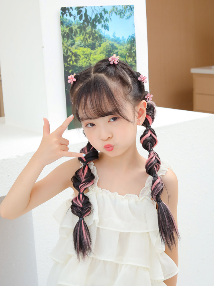 儿童拳击辫假发女马尾长辫甜酷网红麻花脏辫鱼骨辫女童双马尾辫子