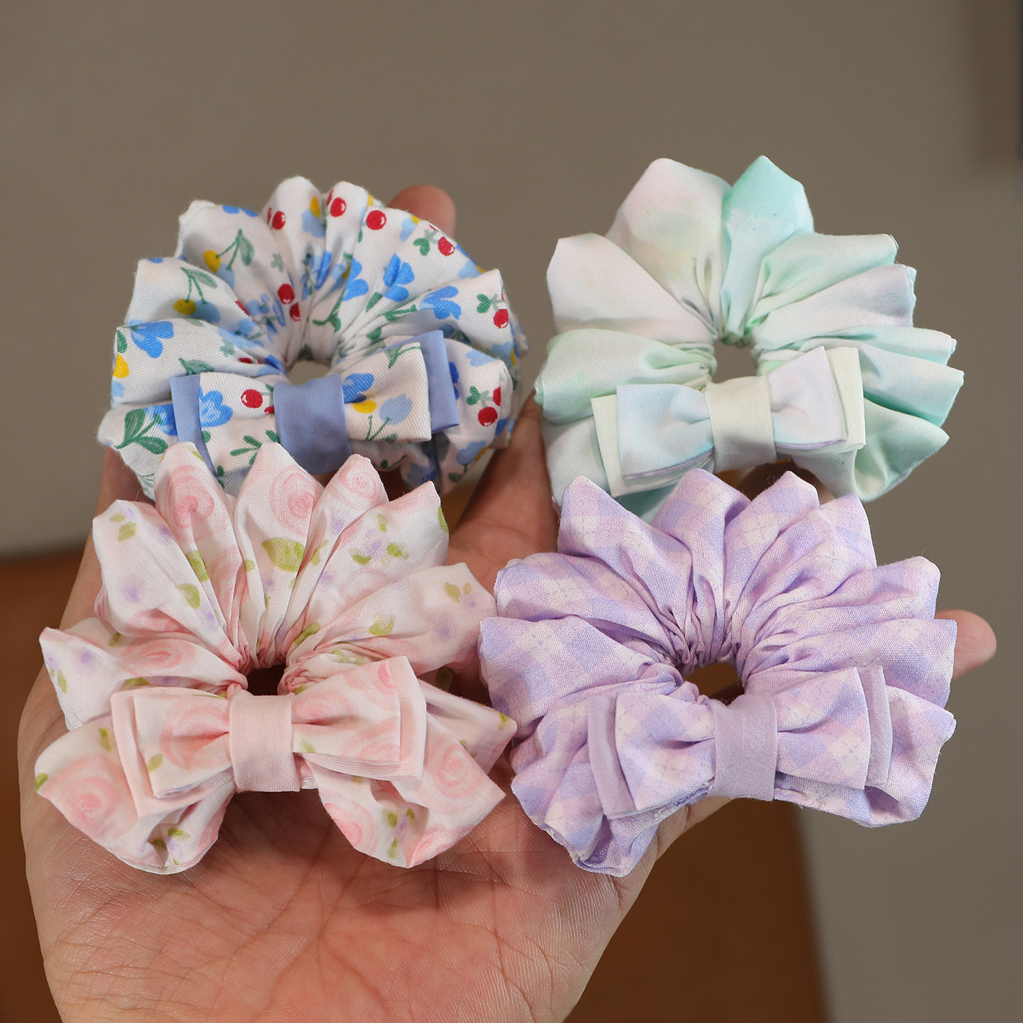 儿童清新碎花蝴蝶领结小肠发圈