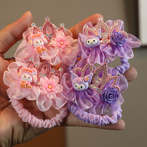 儿童超仙皇冠花朵肠圈皮筋