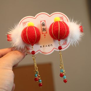 儿童新年款发夹女孩过年喜庆发卡子红色头饰女童宝宝可爱超萌发饰